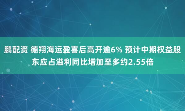 鹏配资 德翔海运盈喜后高开逾6% 预计中期权益股东应占溢利同比增加至多约2.55倍